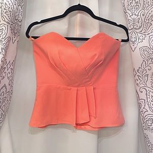 White House Black Market Peach Strapless Crop Top
